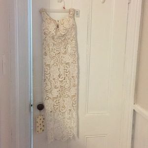Missguied Lace Bardot Midi Dress